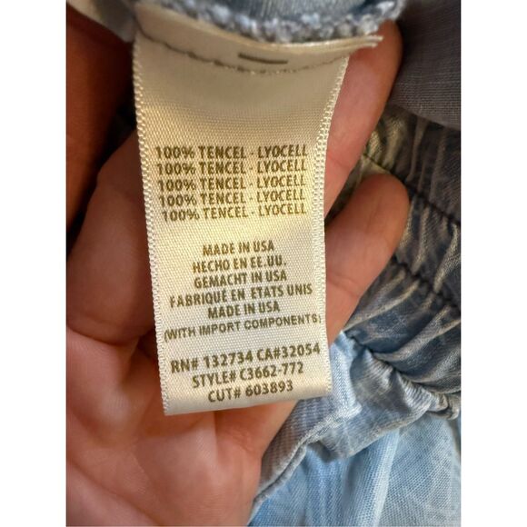 Anthropologie Cloth & Stone Denim Drawstring Lightweight Joggers Tropical Leaf P - Picture 10 of 10